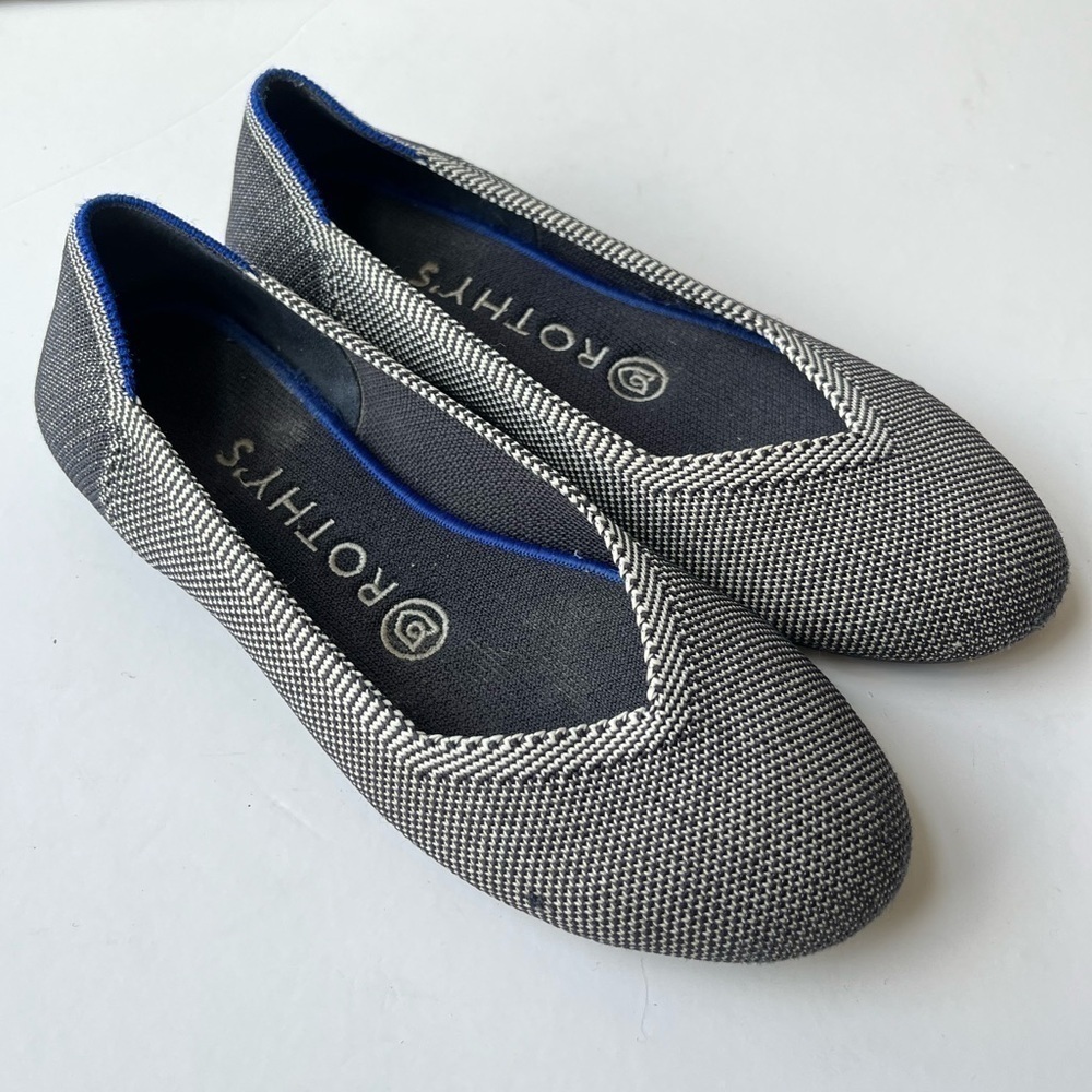 Rothys The Flat Birdseye Cloud Grey Ballet Flats Size 6